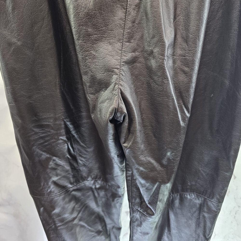LRL Ralph Lauren Pants Womens 12x30 Chocolate Brown Leather High Rise Straight - Picture 7 of 11